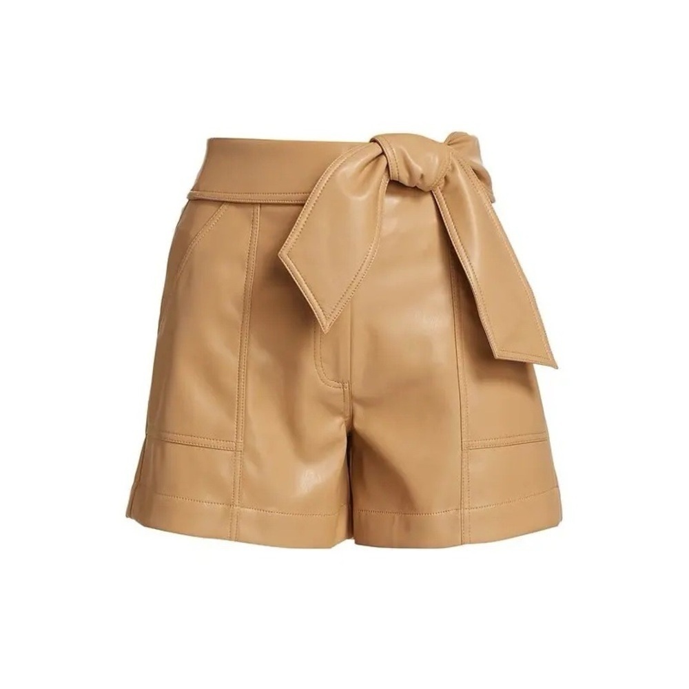 NWT Jonathan Simkhai Wo Mari Vegan Leather Shorts with tie